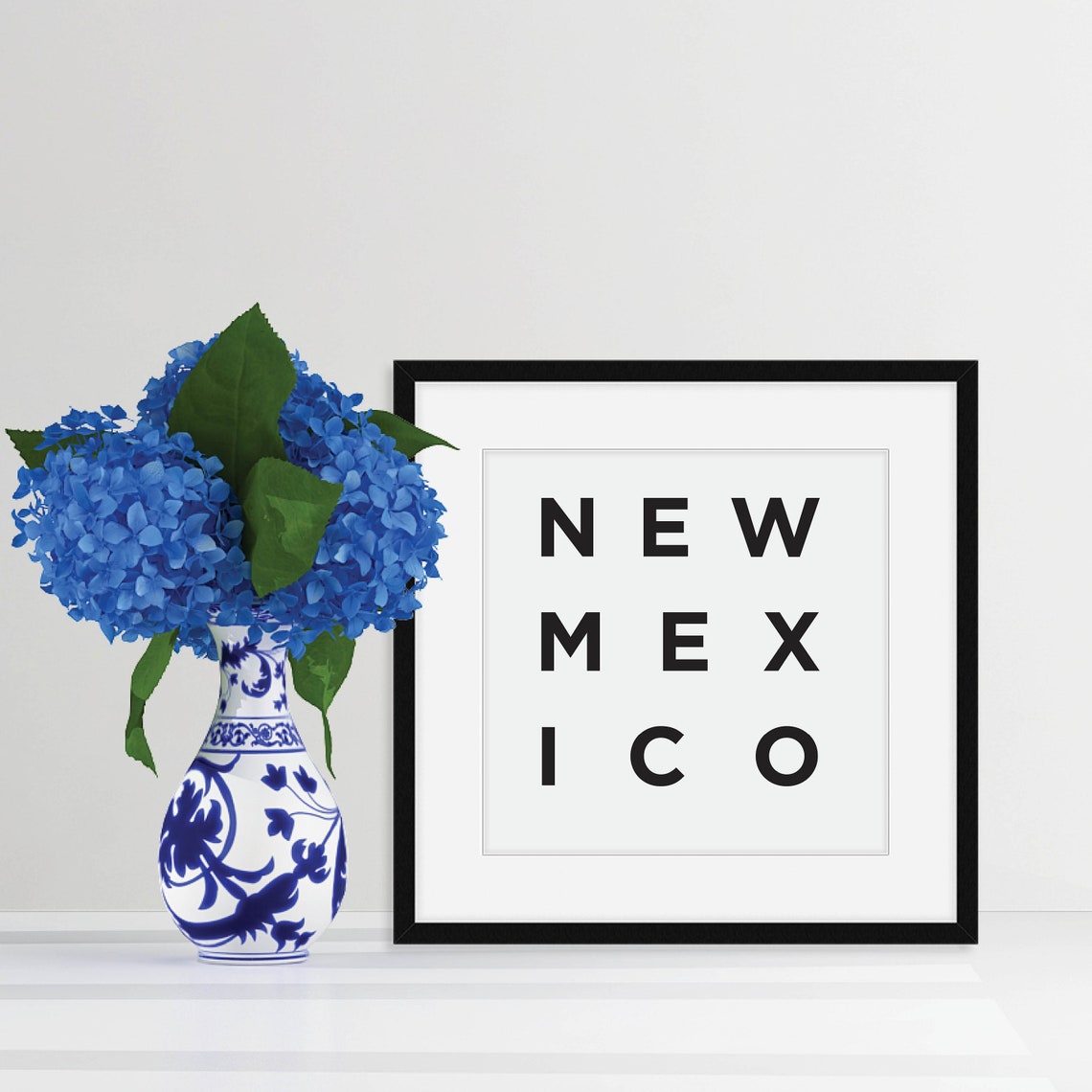 New Mexico Minimalist Black White State Digital Print Download Art - Image 4