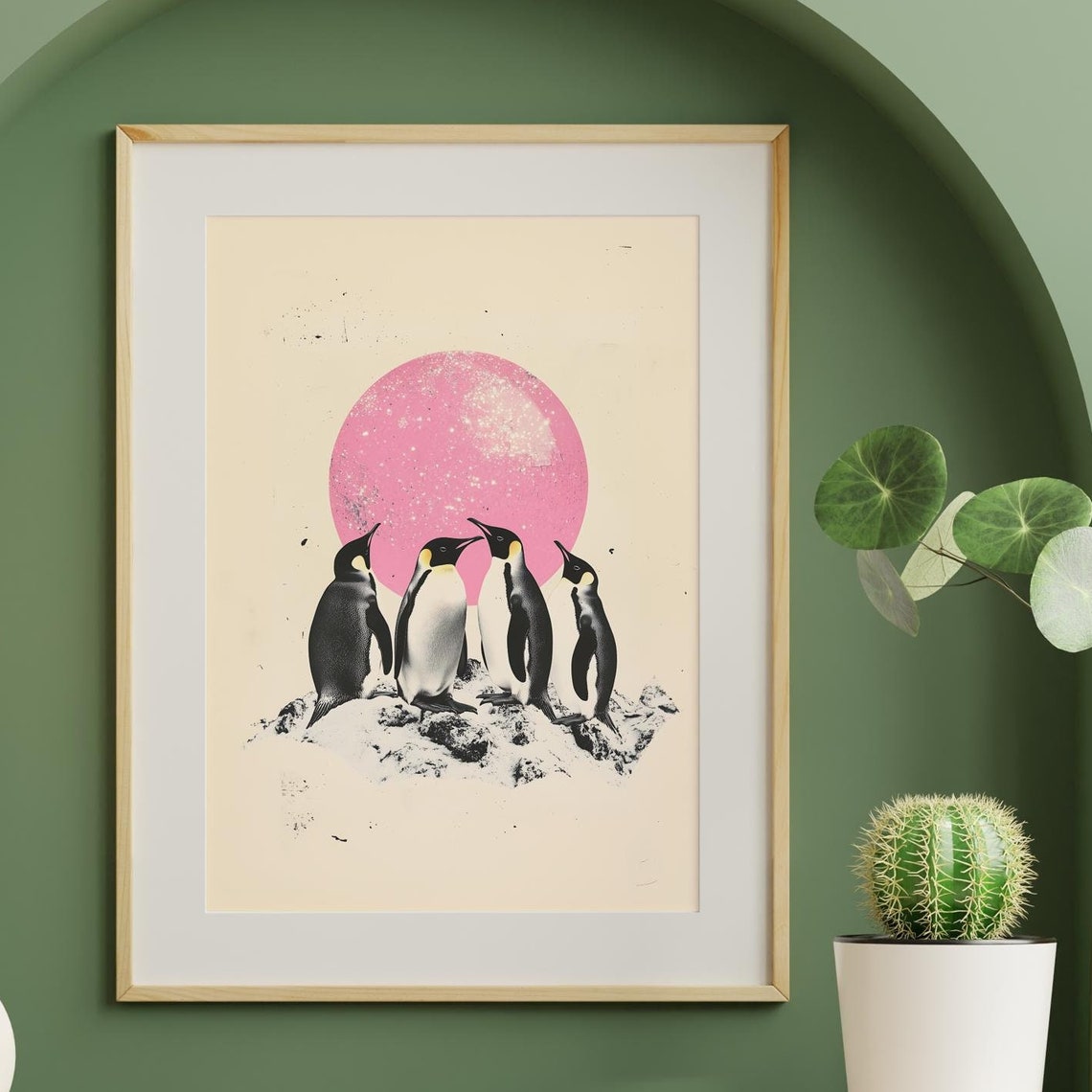 Penguin Glitter Moon Retro Disco Poster - Image 3