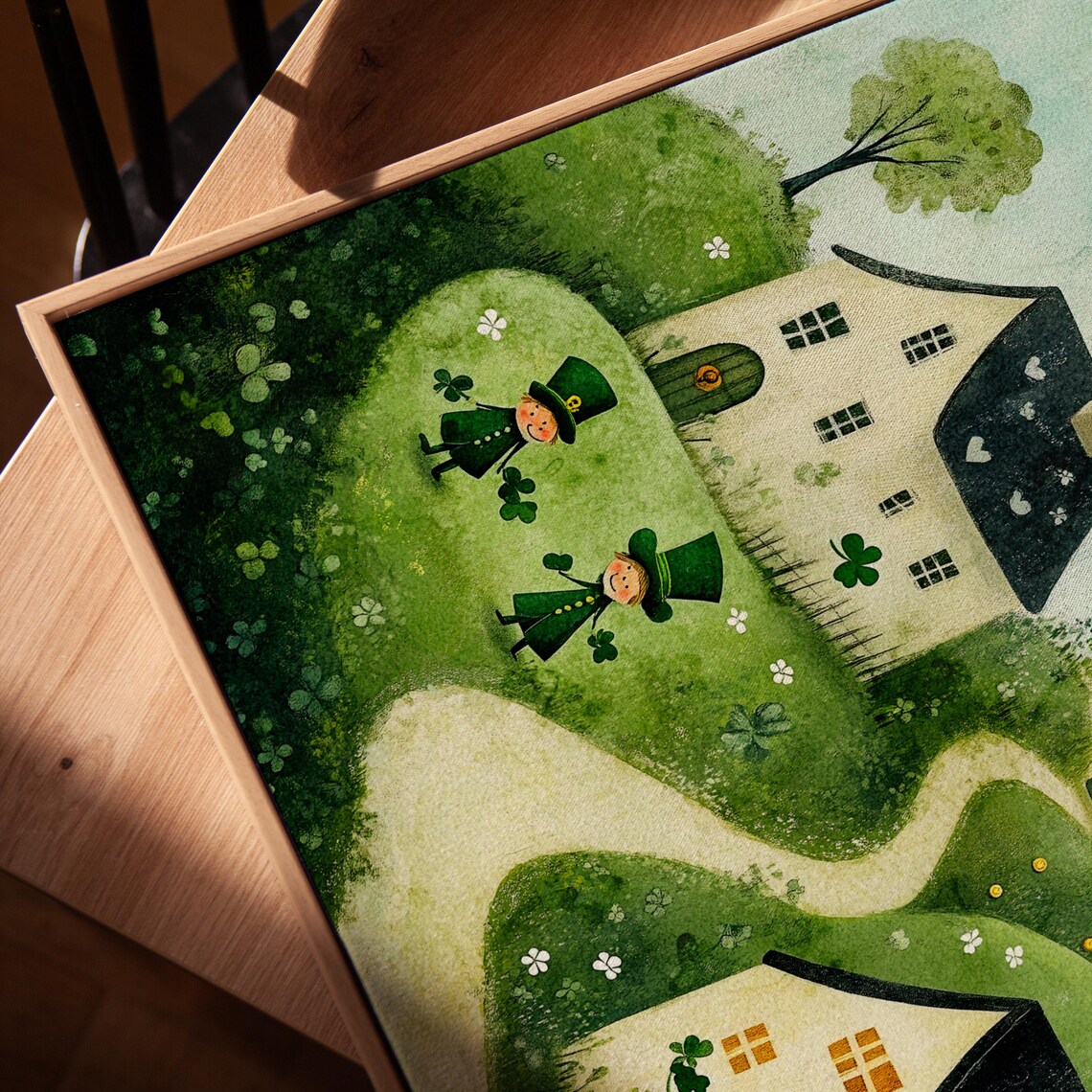 Whimsical St Patricks Day Leprechaun Shamrock Art Print - Image 5