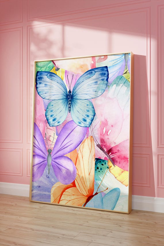 Watercolor Butterfly Wall Art Colorful Butterfly Print Nature Inspired Home Decor Pastel Butterfly Print Nursery Print