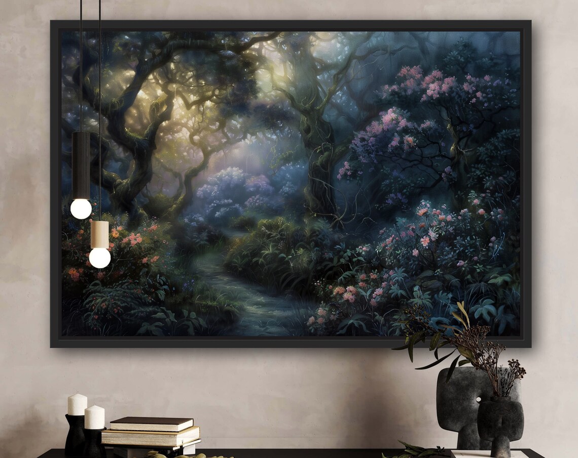 Mystical Path In The Woods, Gothic Forest Art Print