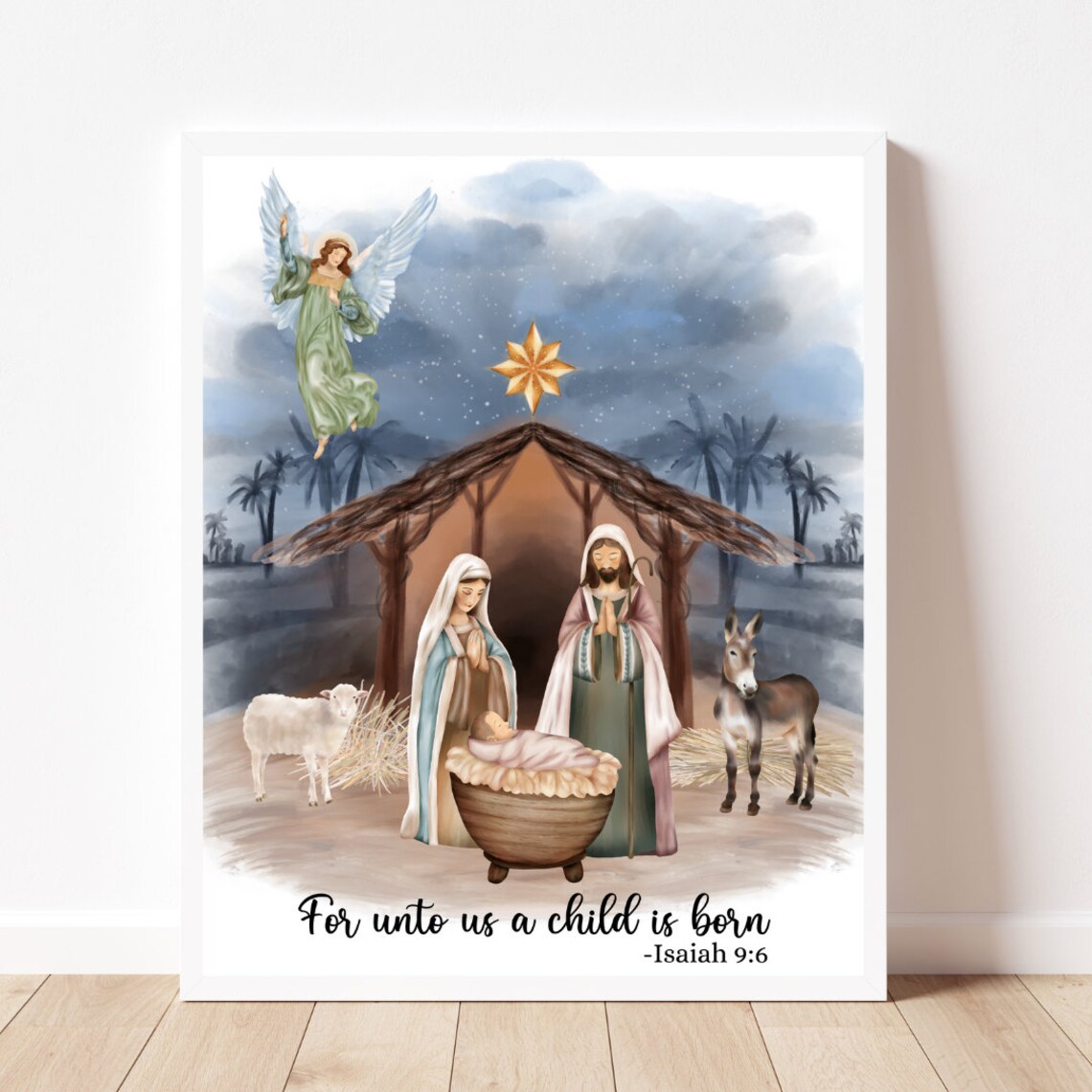 Christmas Nativity Art Print, Nativity Scene Sign - Image 2
