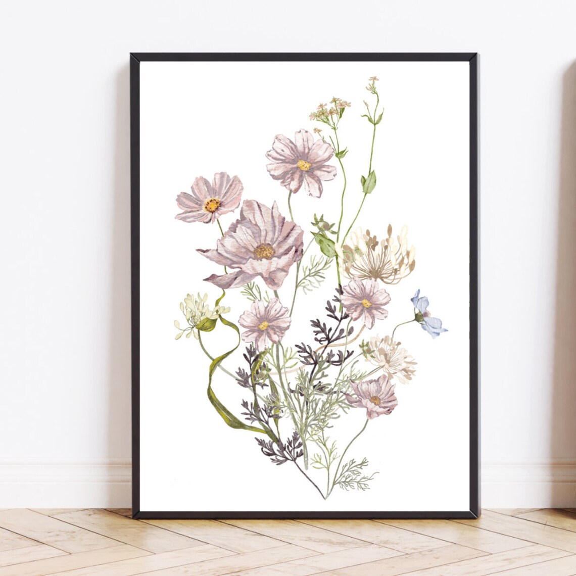 Wildflower Watercolor Art Print, Farmhouse Decor