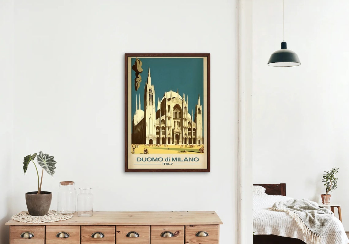 Duomo di Milano Italy Gothic Cathedral Retro Vintage Travel Poster - Image 2