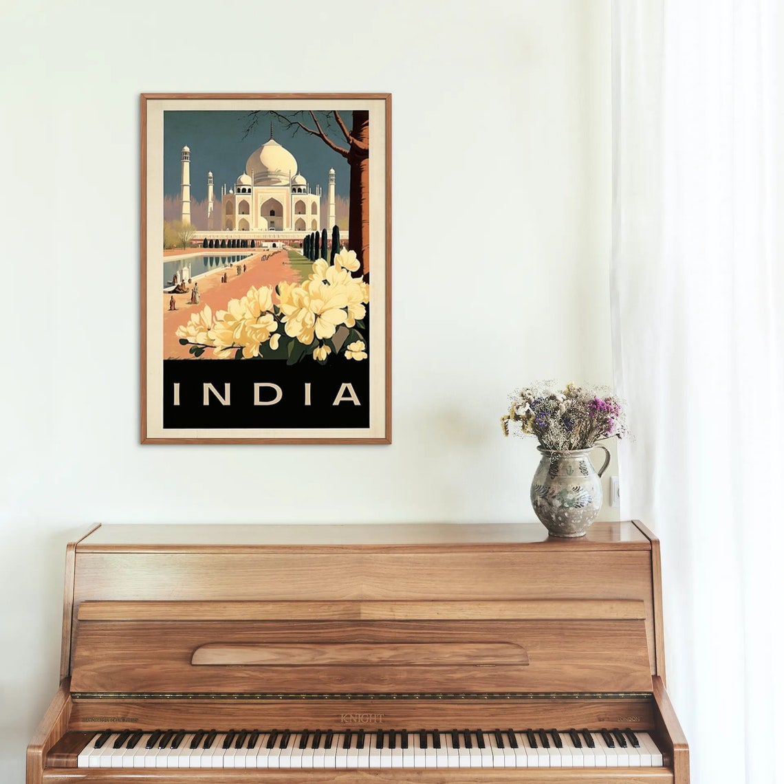 Taj Mahal India Retro Travel Poster White Marble Palace Gardens View - Image 4