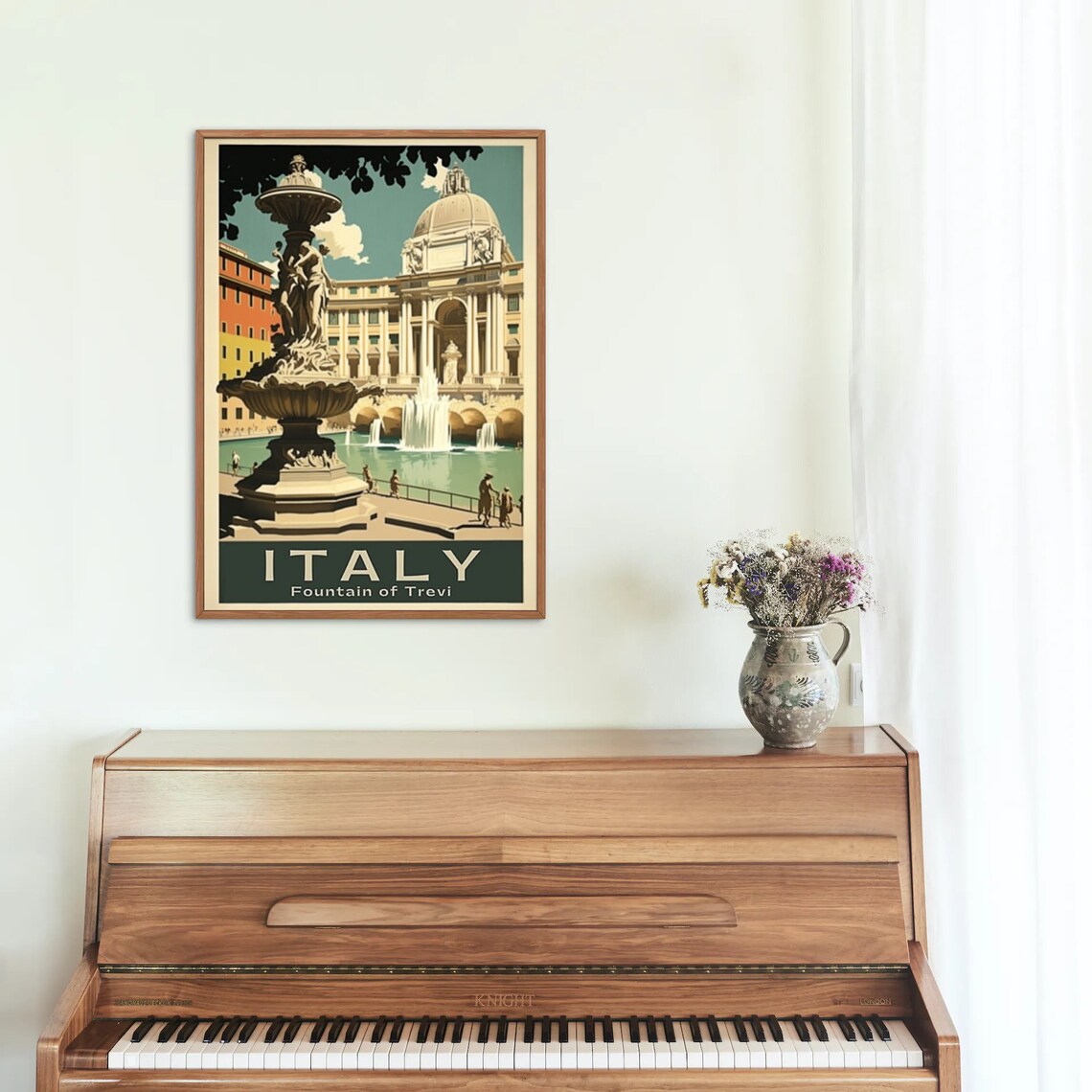 Rome Italy Trevi Fountain Baroque Palace Vintage Travel Poster - Image 4