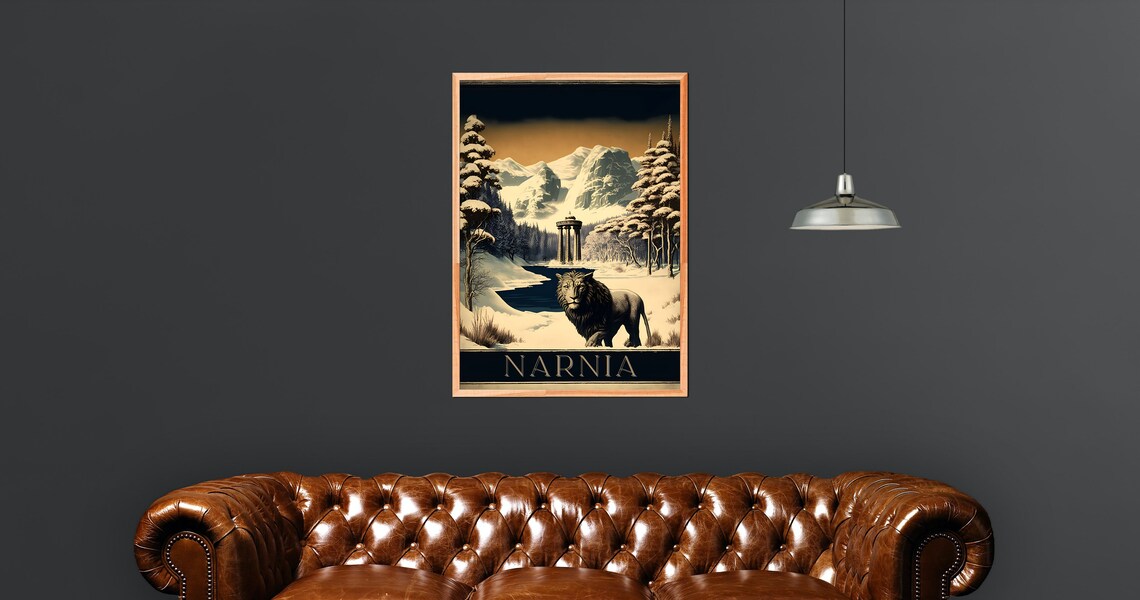 Narnia Winter Wonderland Aslan Lion Snowy Valley Travel Poster - Image 5