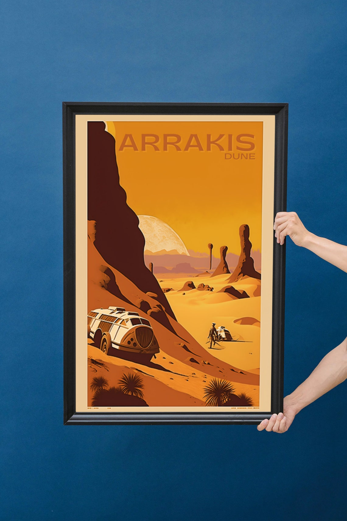 Arrakis Dune Desert Planet Sunset Spice Harvester Travel Poster - Image 2