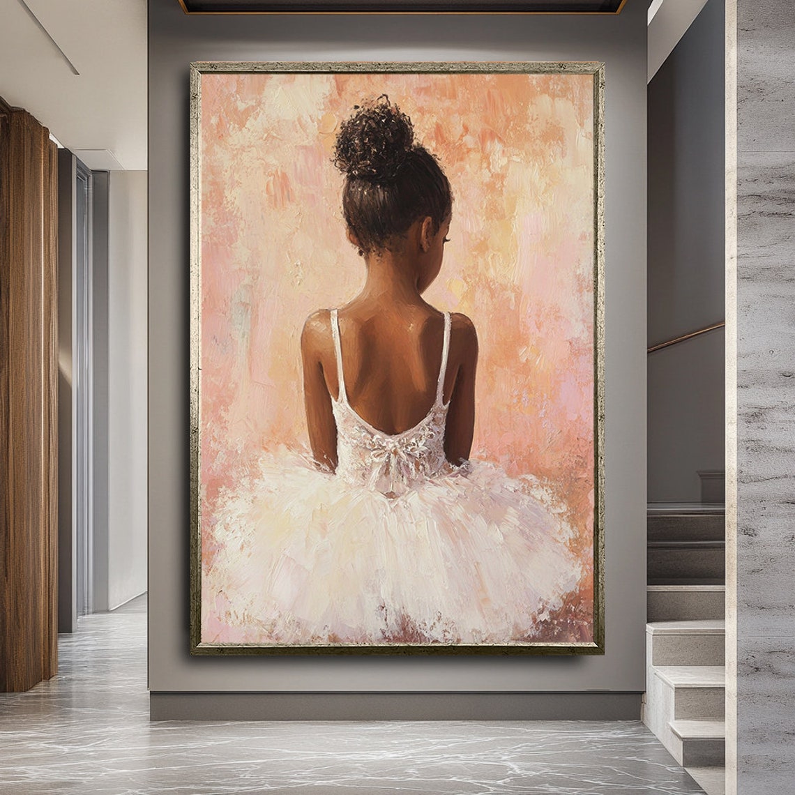 Little Ballerina Back View White Tutu Dreamy Ballet Girl Room Wall Art - Image 3