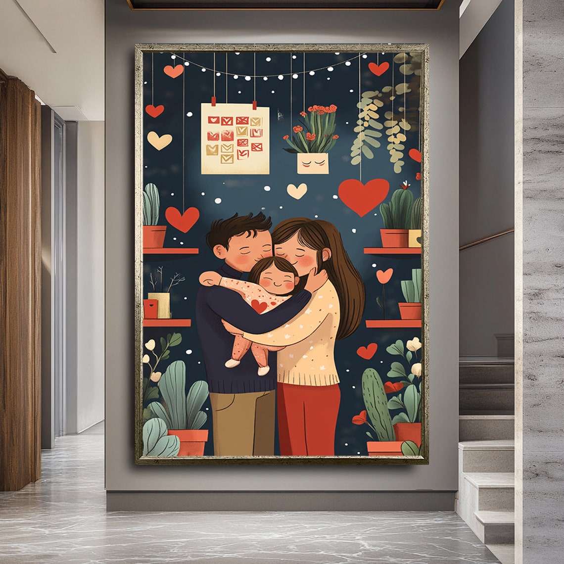 Family Hug Print Love And Family Print Heart Warming Artwork Of Parents And Children In A Loving Embrace Family Gifts - Image 2