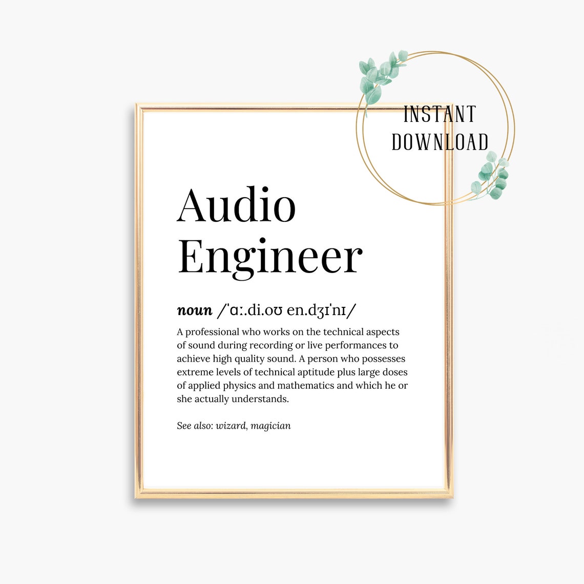 Audio Engineer Definition Serif Dictionary Funny Wizard Poster Gift - Image 3