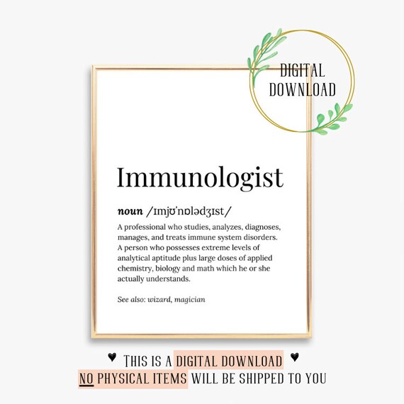 Immunologist Definition Dictionary Serif Typography Poster Gift