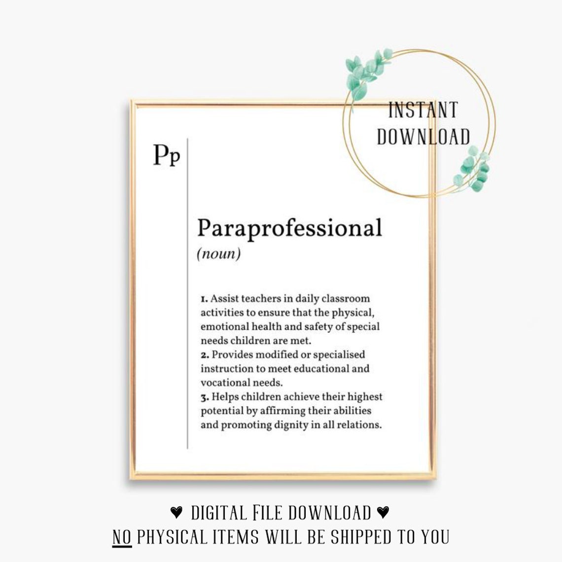 Paraprofessional Definition Special Education Teacher Gift Poster