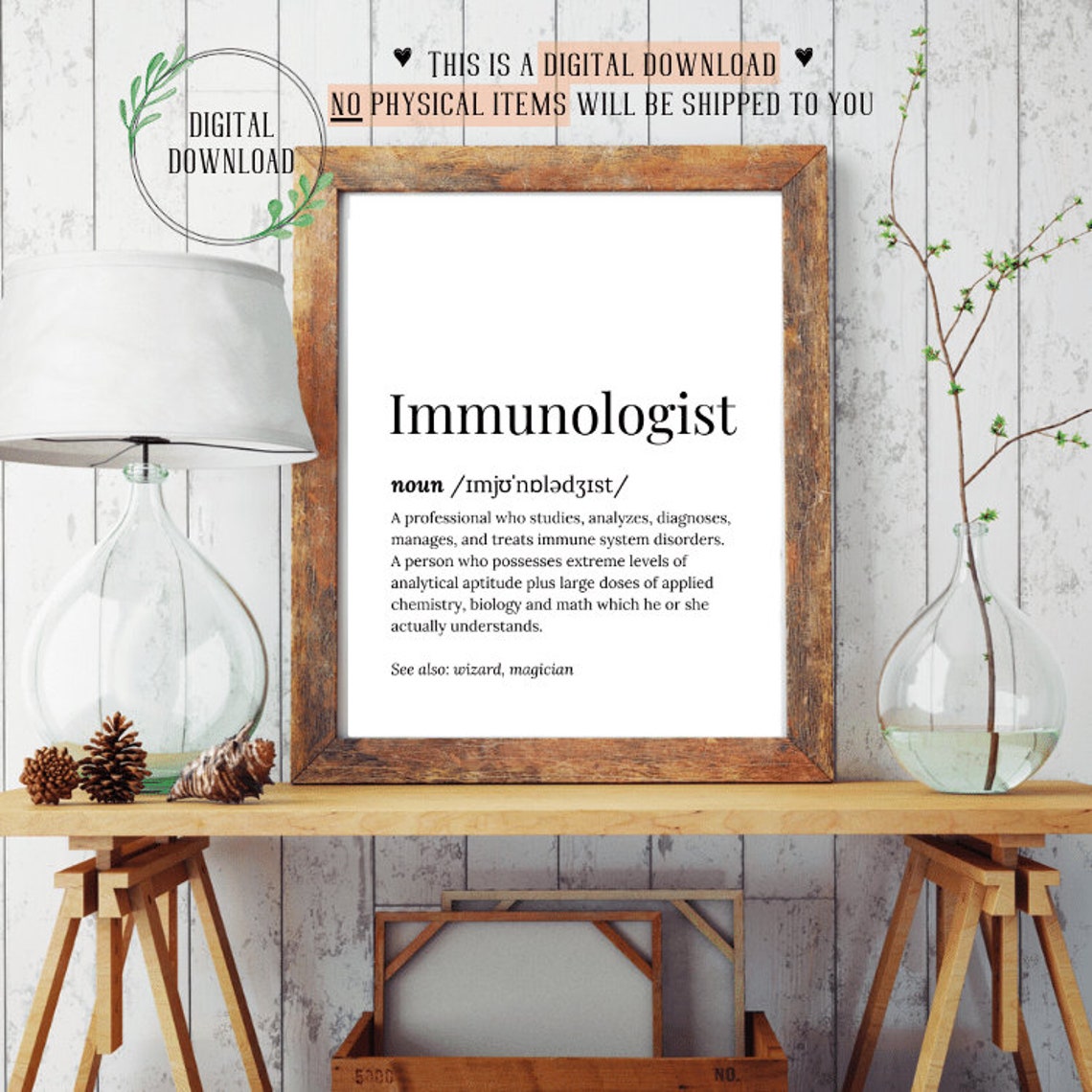 Immunologist Definition Dictionary Serif Typography Poster Gift - Image 3