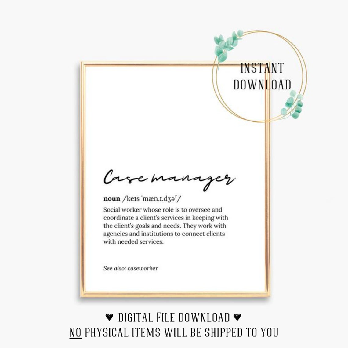 Case Manager Script Definition Social Worker Gift Quote Poster