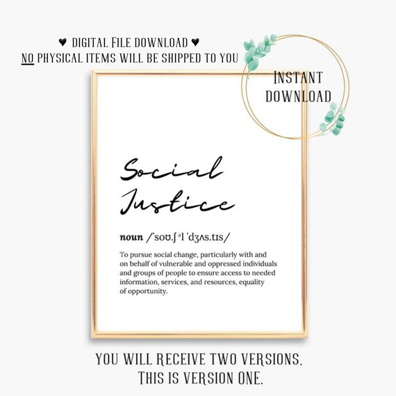 Social Justice Definition Script Typography Dictionary Poster