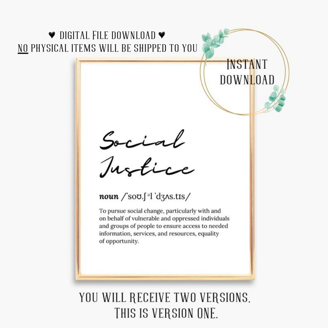 Social Justice Definition Script Typography Dictionary Poster