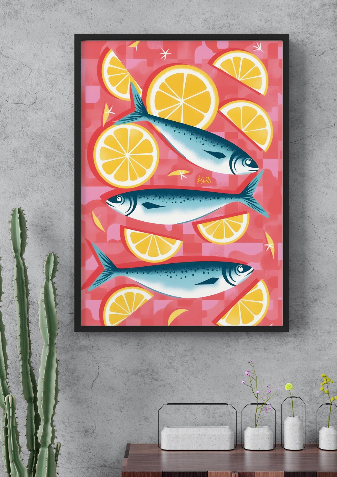 Sardines Minimalist Poster, Retro Design - Image 2