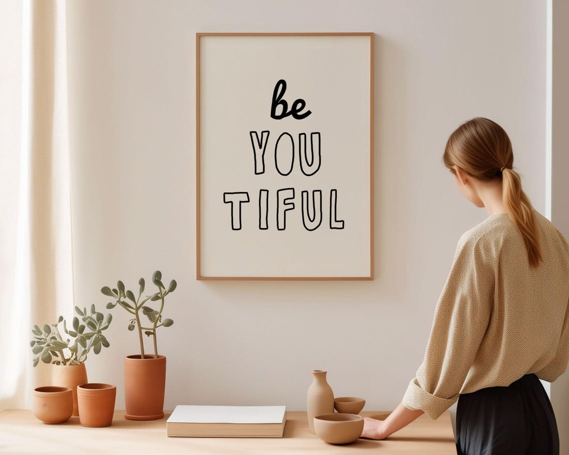 Wall Art Poster For Girlfriend Gift Black And White Typography Print Inspirational Saying Decor Beyoutiful - Image 3