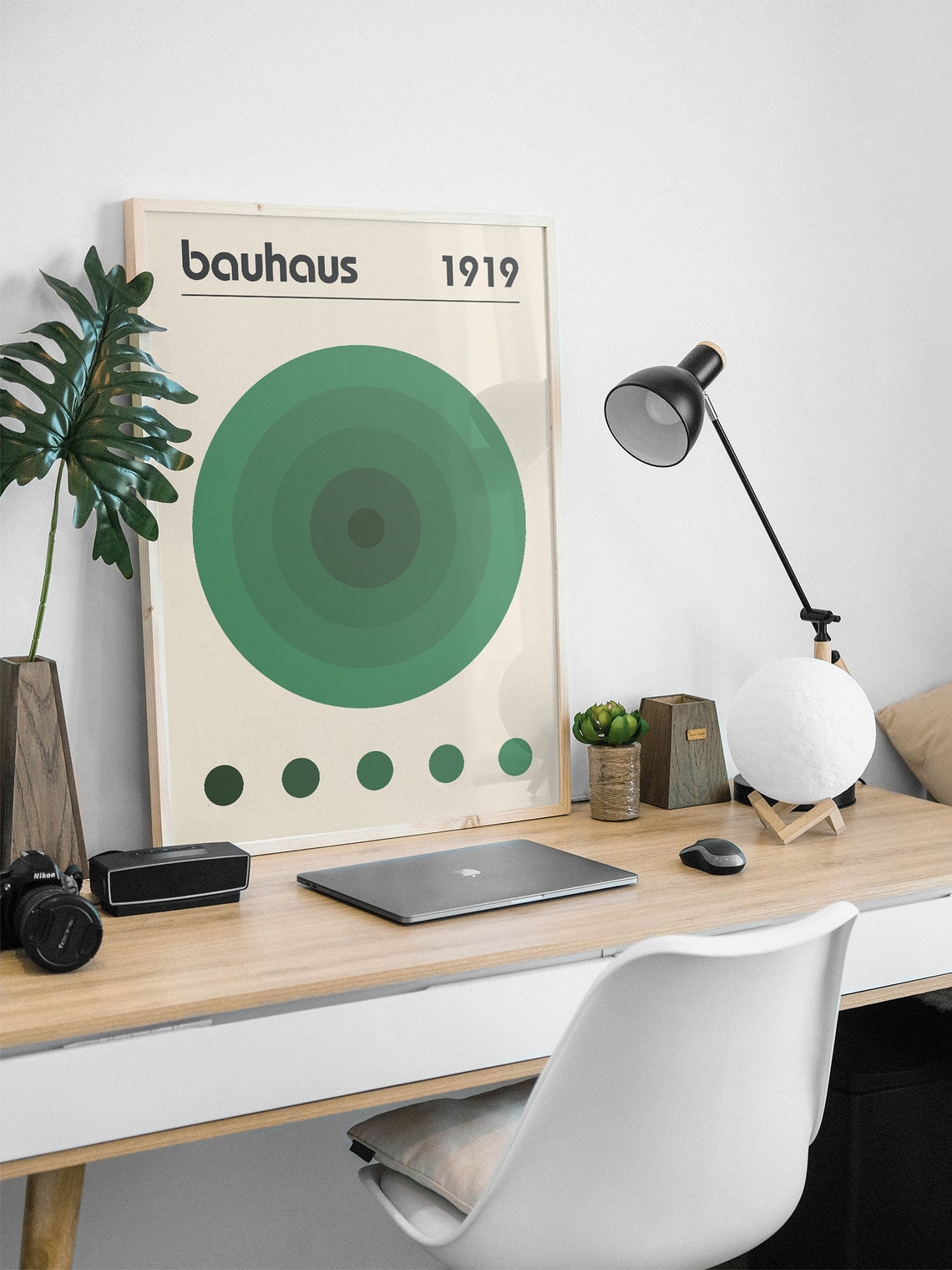 Bauhaus 1919 Green Concentric Circles Mid Century Modern Poster - Image 3