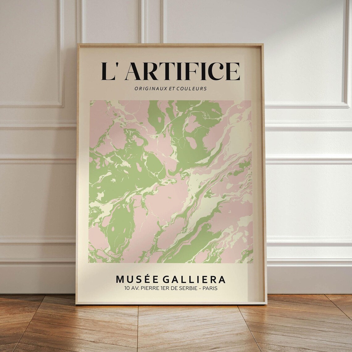 Pink Green Abstract Minimalist Exhibition Poster
