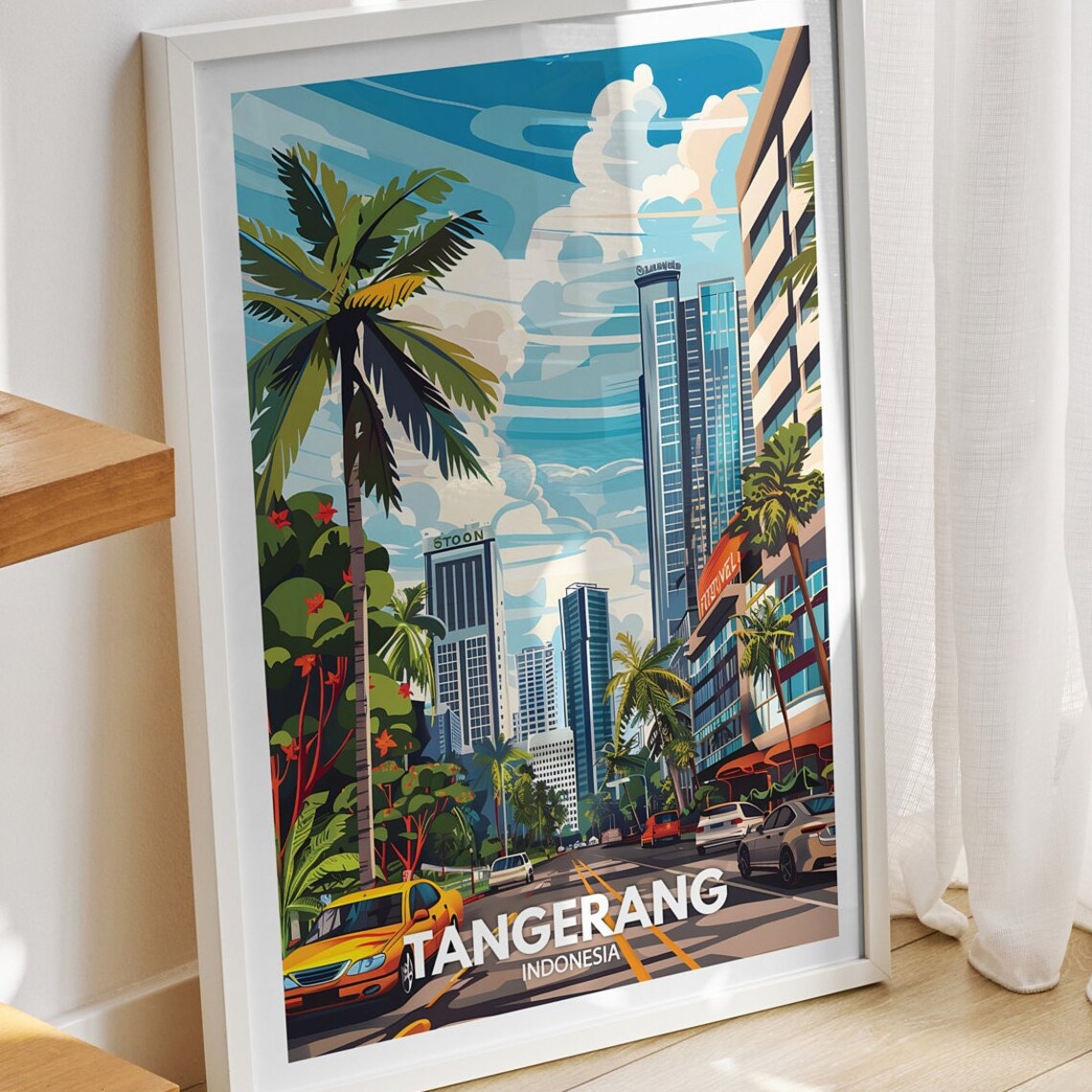 Tangerang, Indonesia Travel Poster, City Decor