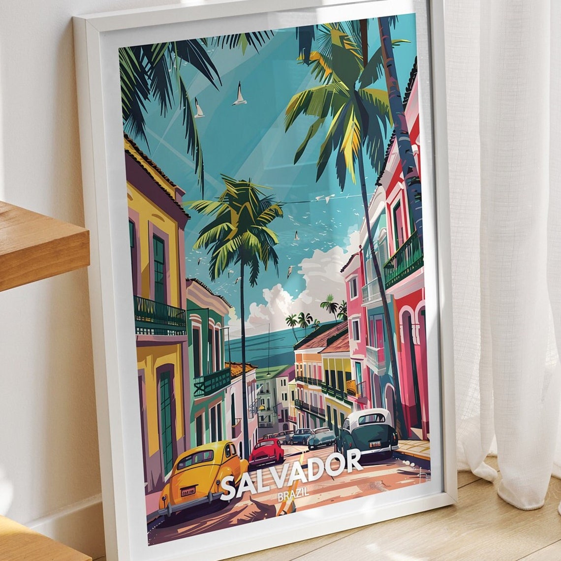 Salvador Travel Print Brazil Salvador Travel Poster Brazil Travel Poster Brazil Cityscape Wall Art Unique City Decor