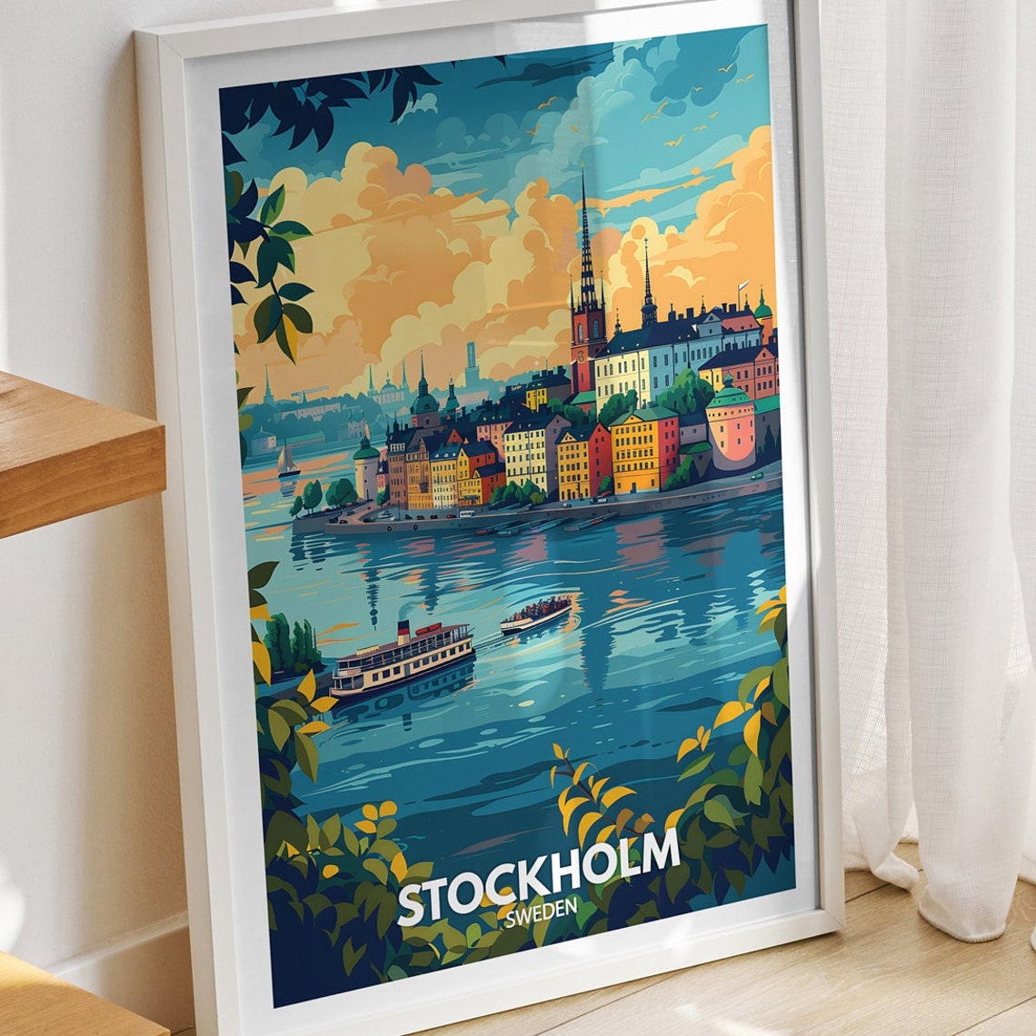 Stockholm Travel Print Sweden Stockholm Travel Poster Sweden Travel Poster Sweden Cityscape Wall Art Unique City Decor