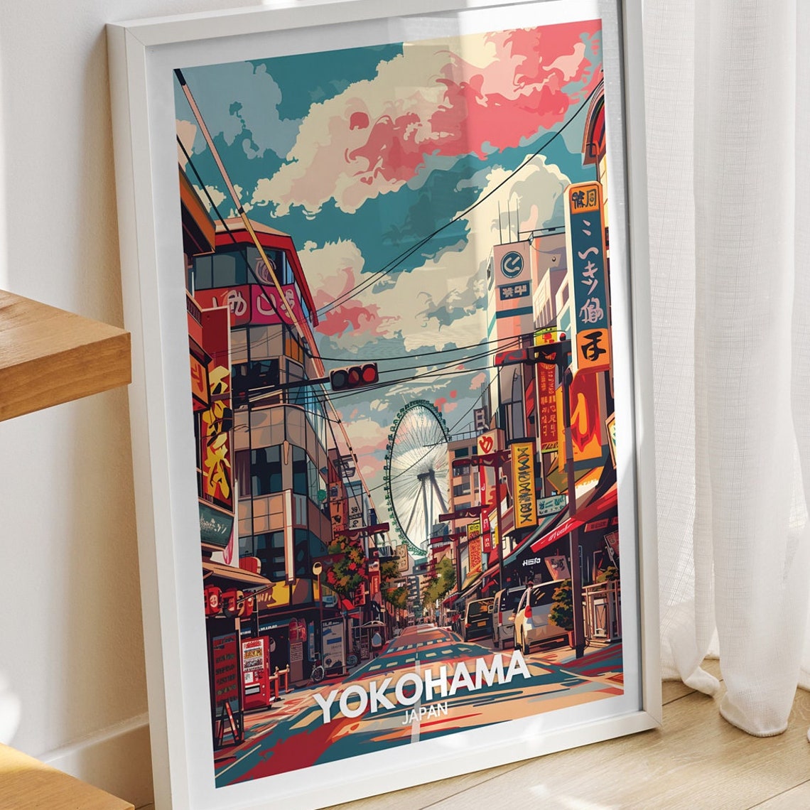 Yokohama Travel Print Japan Yokohama Travel Poster Japan Travel Poster Japan Cityscape Wall Art Unique City Decor