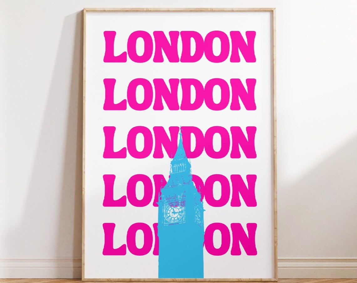 London Wall Art London City Print Art Pink Big Ben Print Preppy Wall Print Cityscape Travel Poster Dorm Room Decor