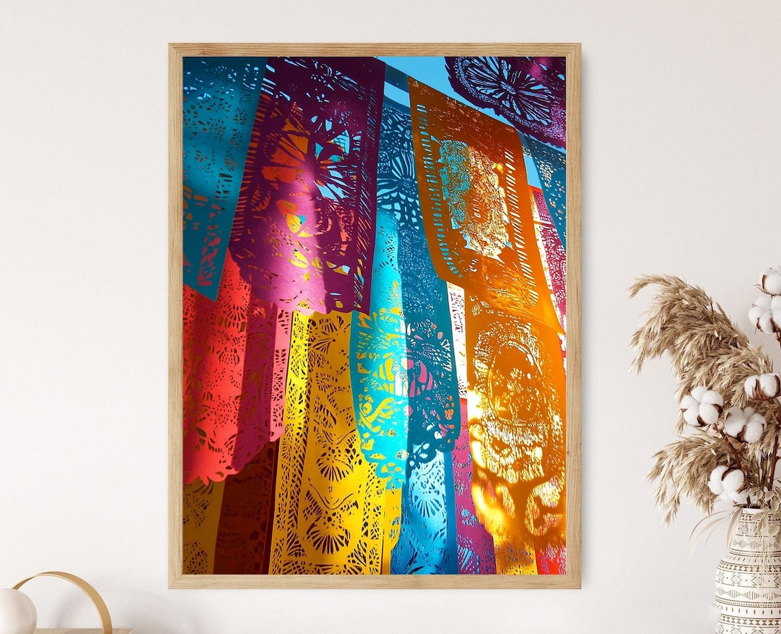 Papel Picado Banner Art Print, Mexican Fiesta Decor
