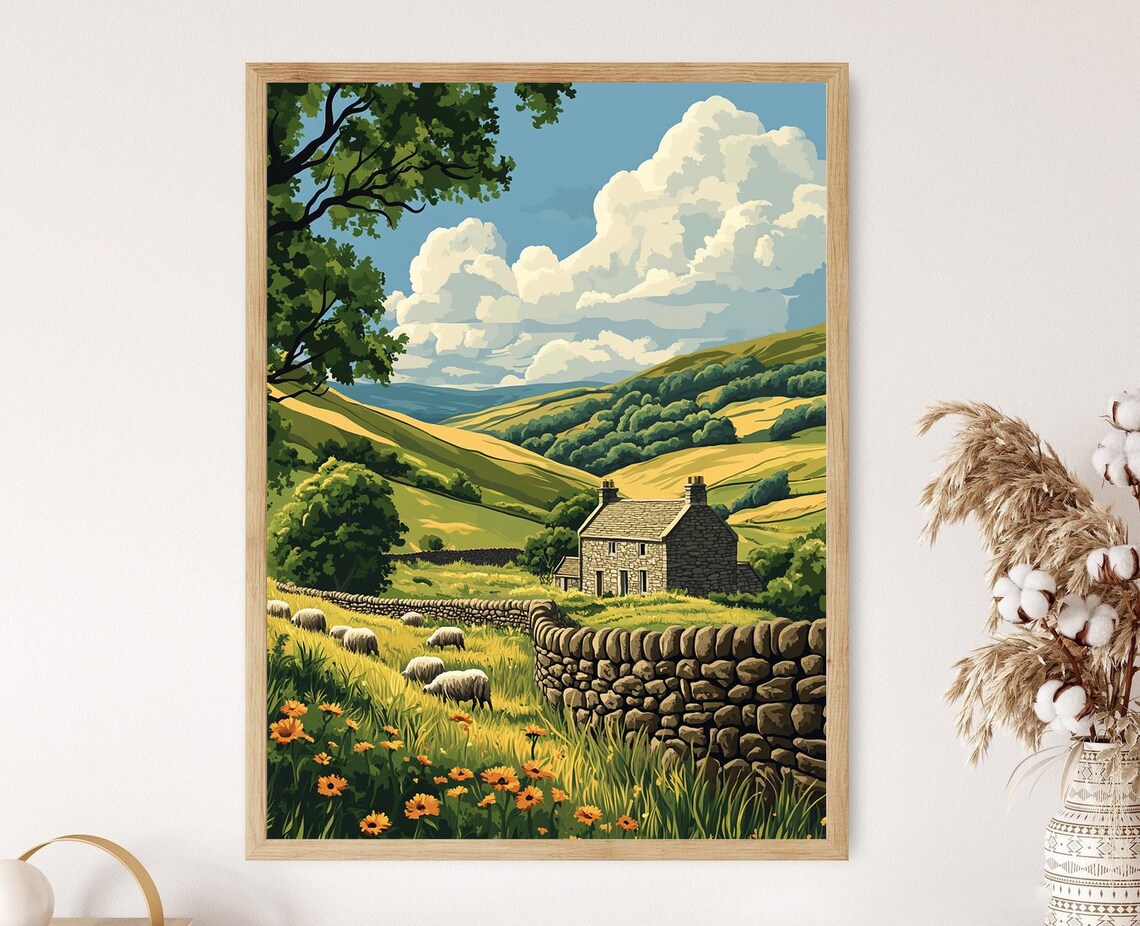 Peak District Rolling Hills And Sheep Art Print