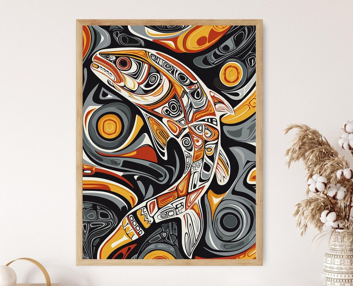 Haida Salmon in Formline Style, Poster Print