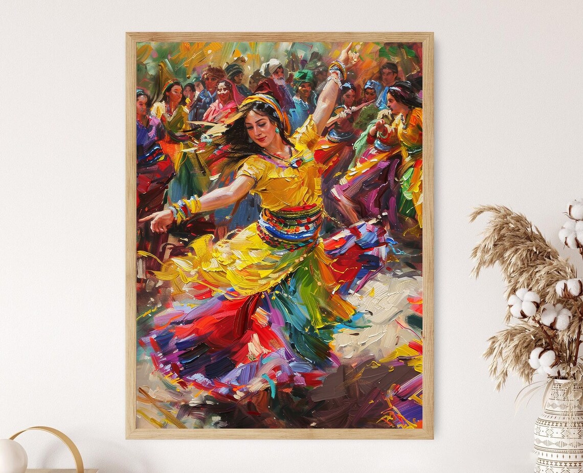 Kurdish Folk Dance Art Print, Newroz Celebration