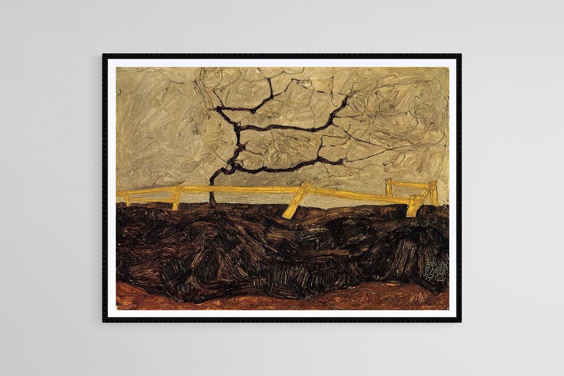 Bare Tree Behind A Fence 1912 Egon Schiele Art Print