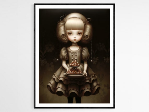 Chocolate Girl Fine Art Print Elegant Poster Wall Art Home Decor Gift For Chocolate Lovers