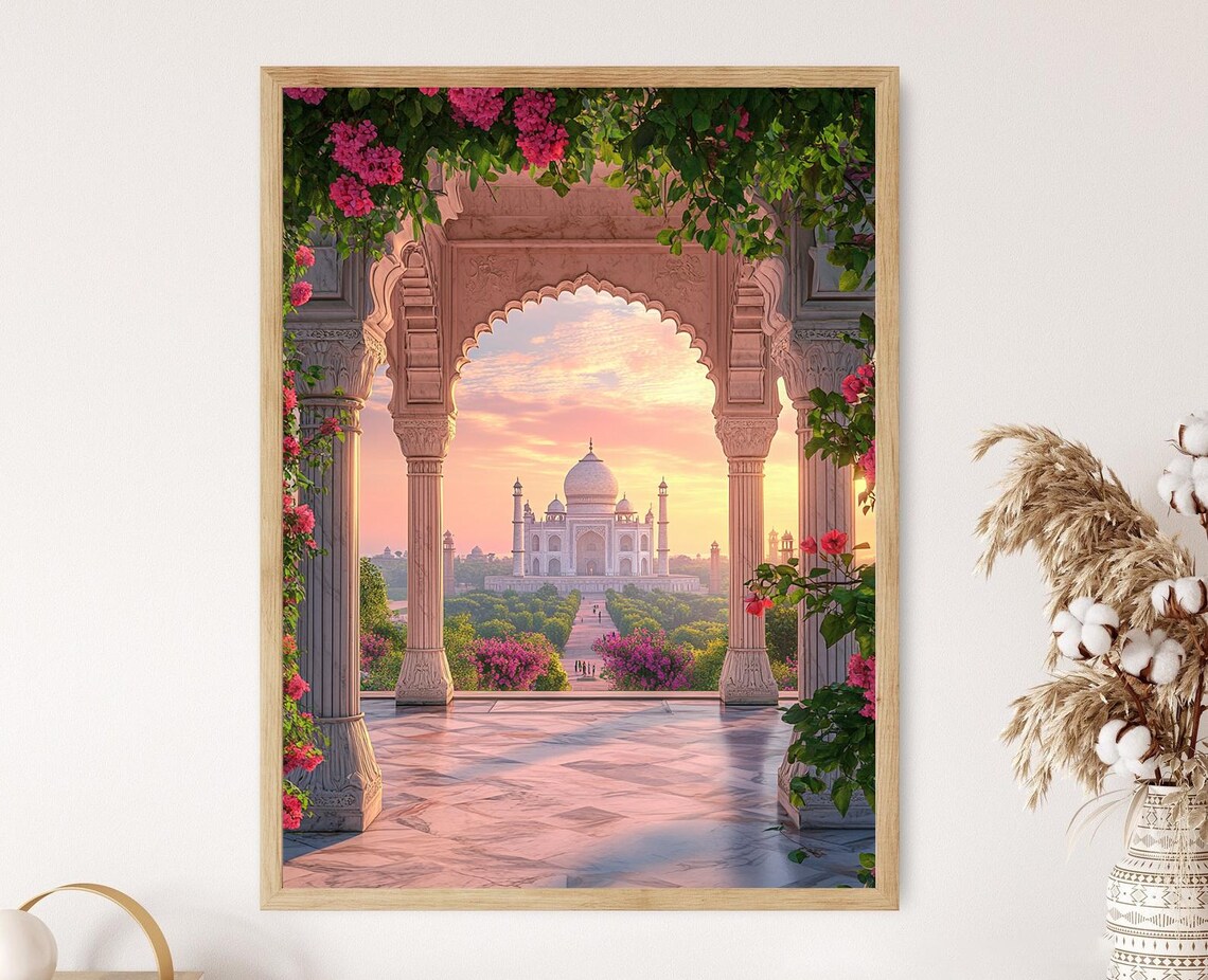 Agra Terrace With Mughal Arches Travel Poster