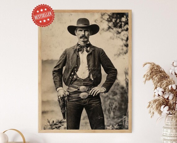 Wyatt Earp Cowboy Antique Western Americana Art Print