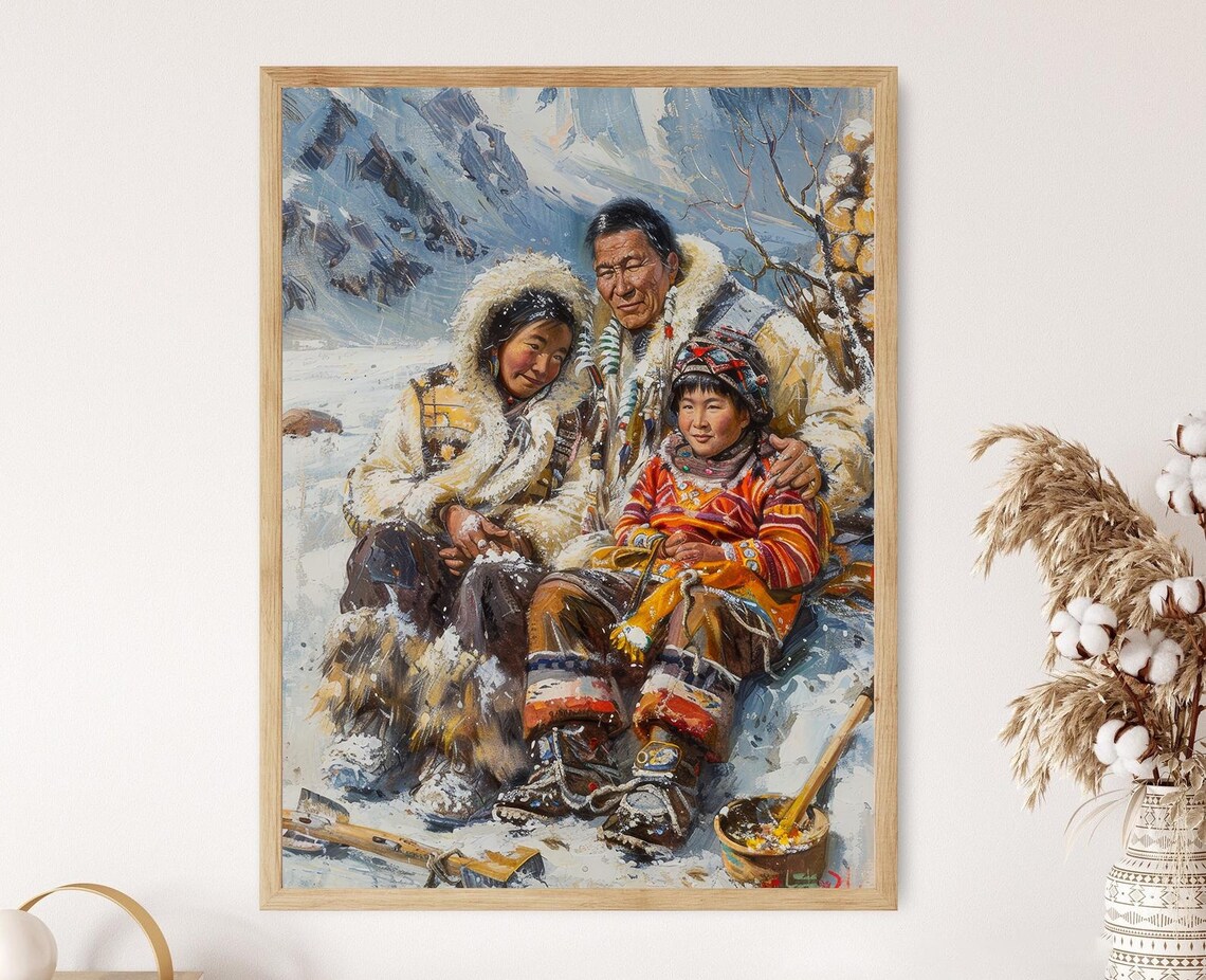 Inuit Family Life, Daily Arctic Activities Art Print
