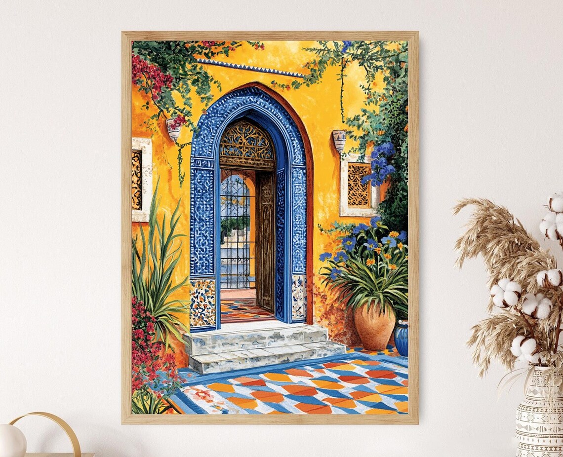Tunisian Courtyard Geometric Tiles Art Print