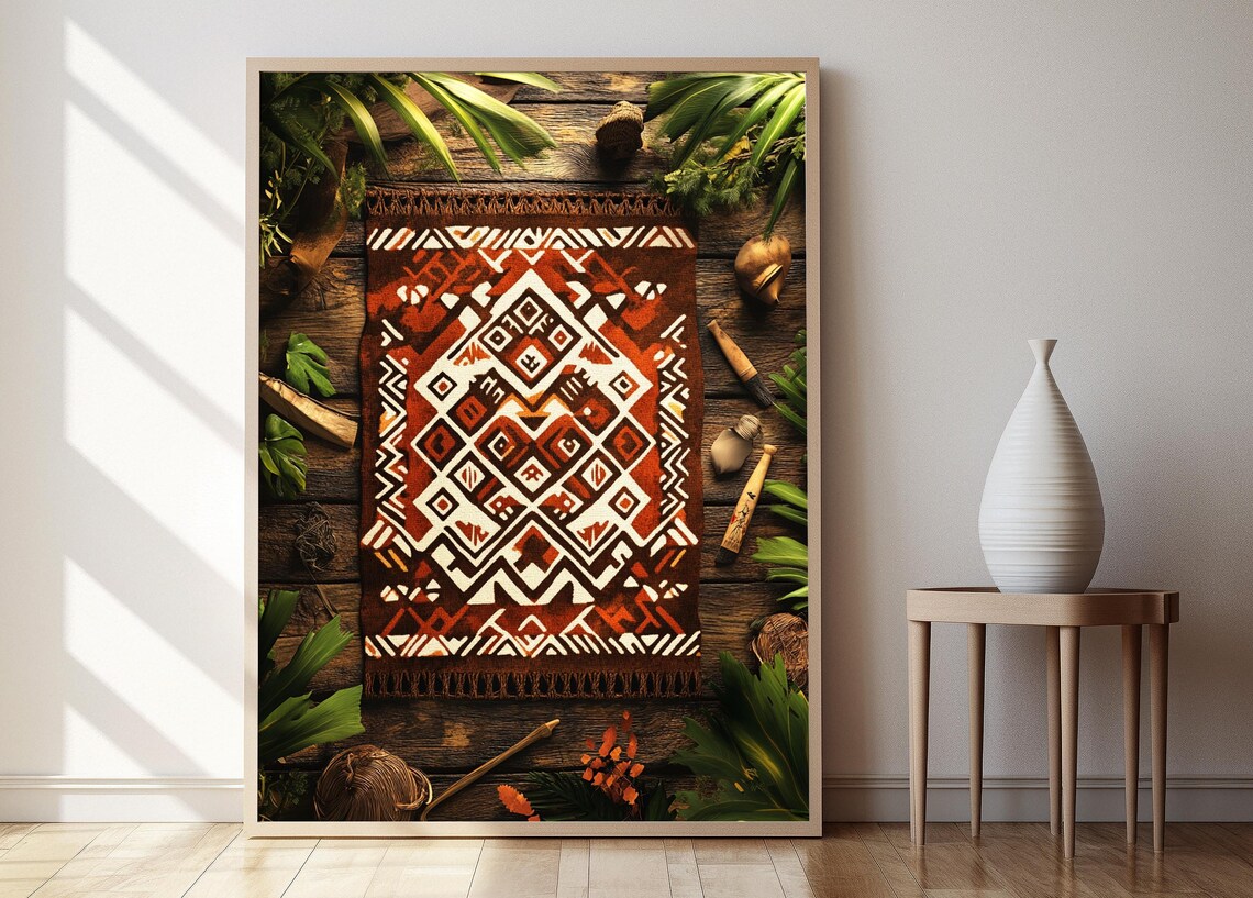 Hawaiian Kapa Cloth, Traditional Polynesian Decor Art Print
