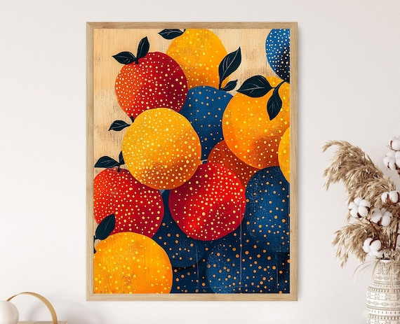 Polka Dot Oranges Harvest Pop Art Bold Citrus Kitchen Poster