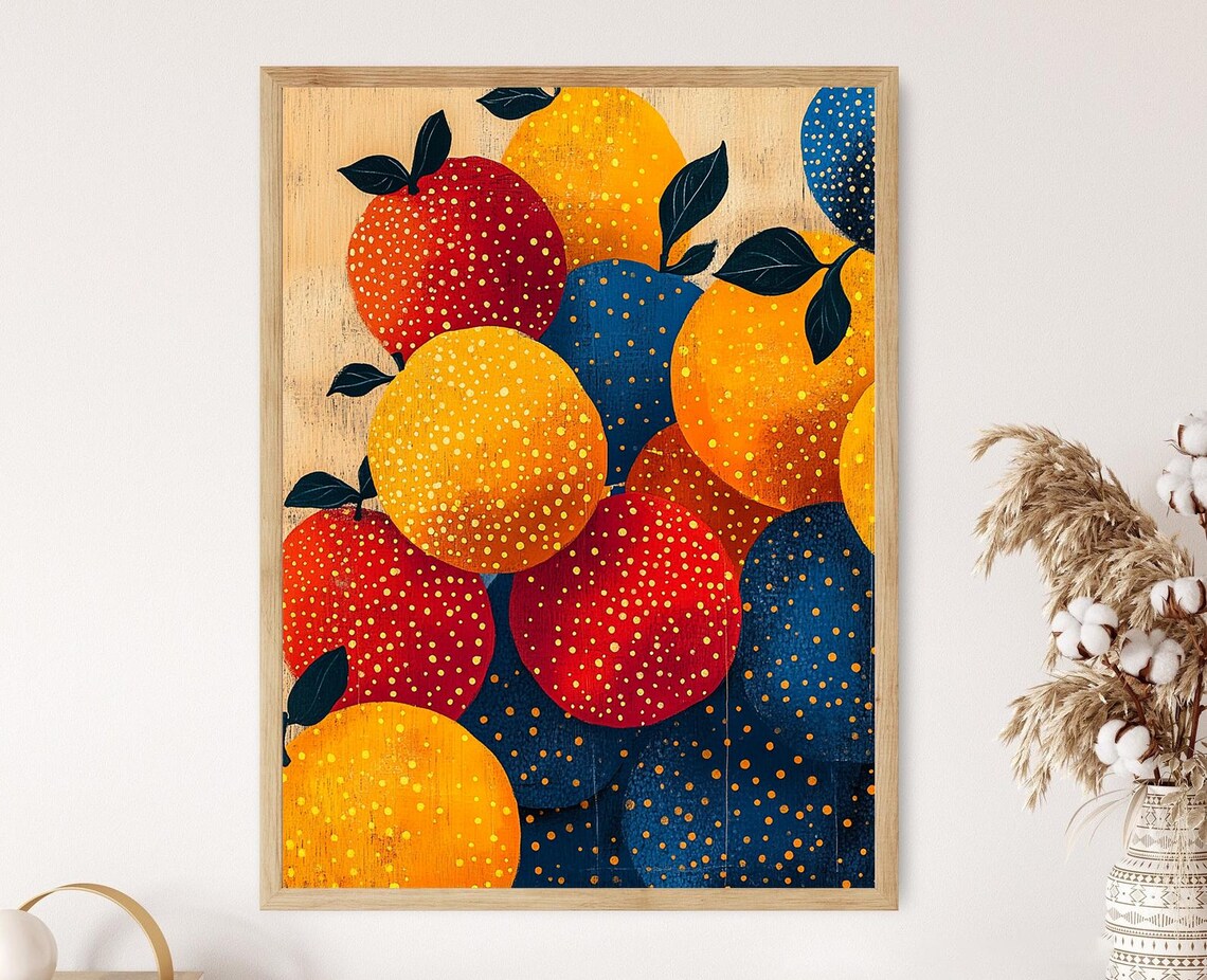 Polka Dot Oranges Harvest Pop Art Bold Citrus Kitchen Poster