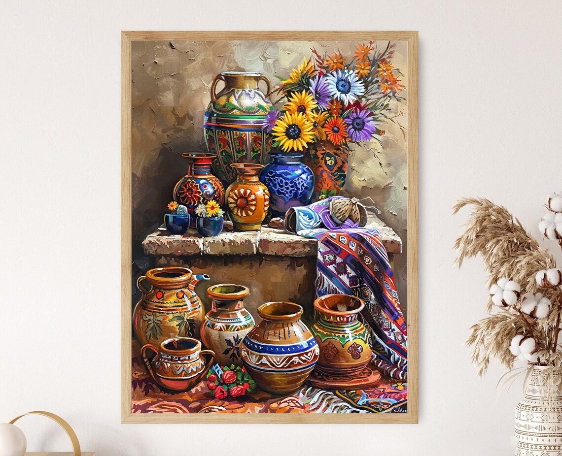 Mexican Ceramic Pottery Painting, Folk Art