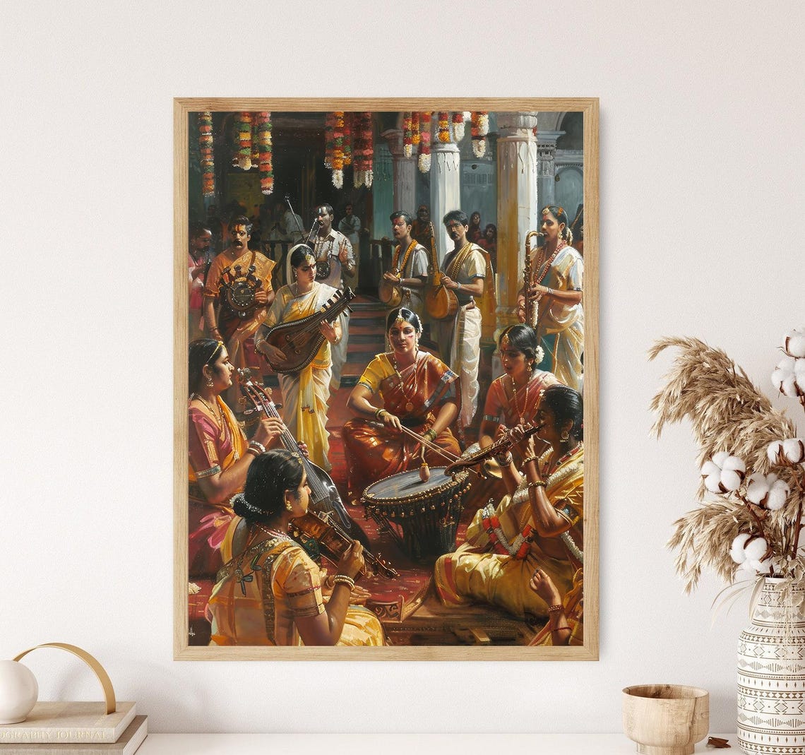 Tamil Nadu Music Concert Vibrant South Indian Cultural Art Print