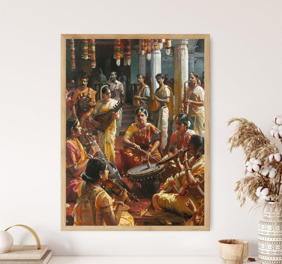 Tamil Nadu Music Concert Vibrant South Indian Cultural Art Print