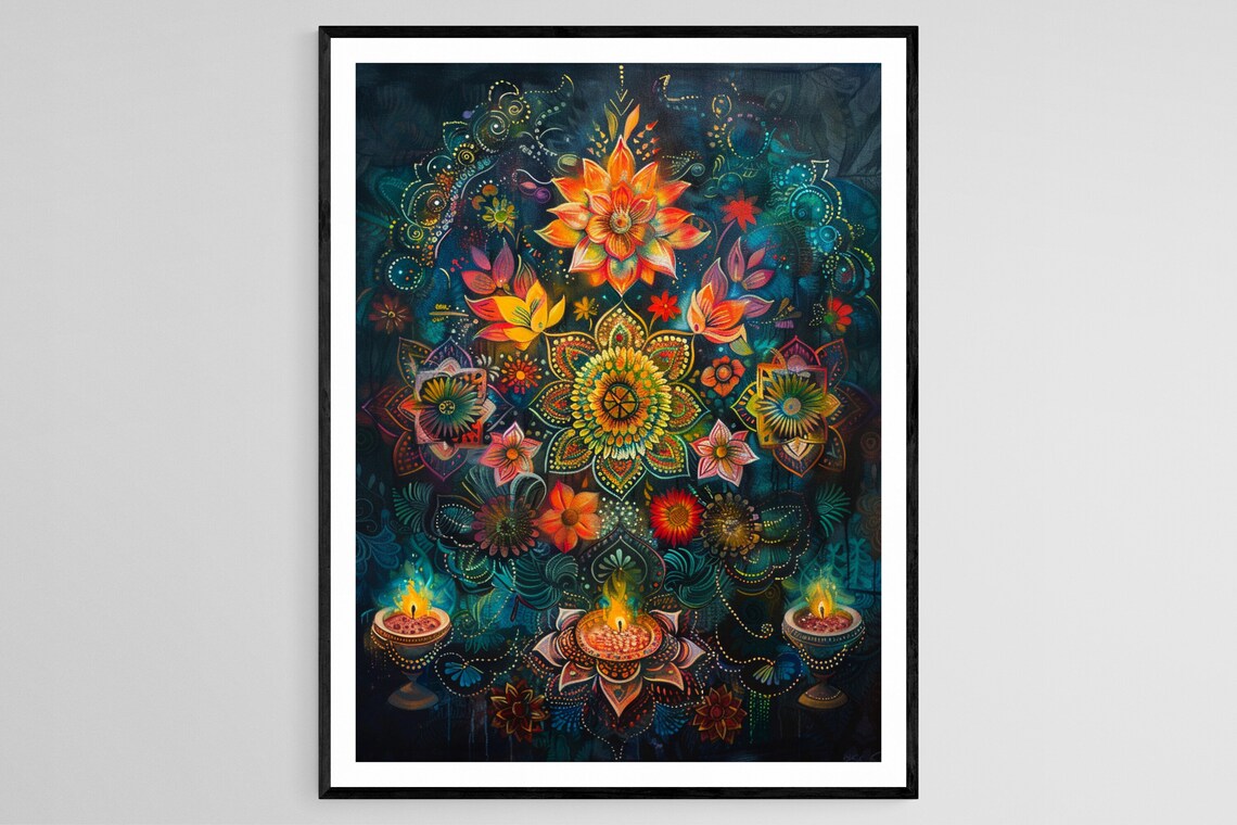Rangoli Design, Indian Cultural Painting Art Print