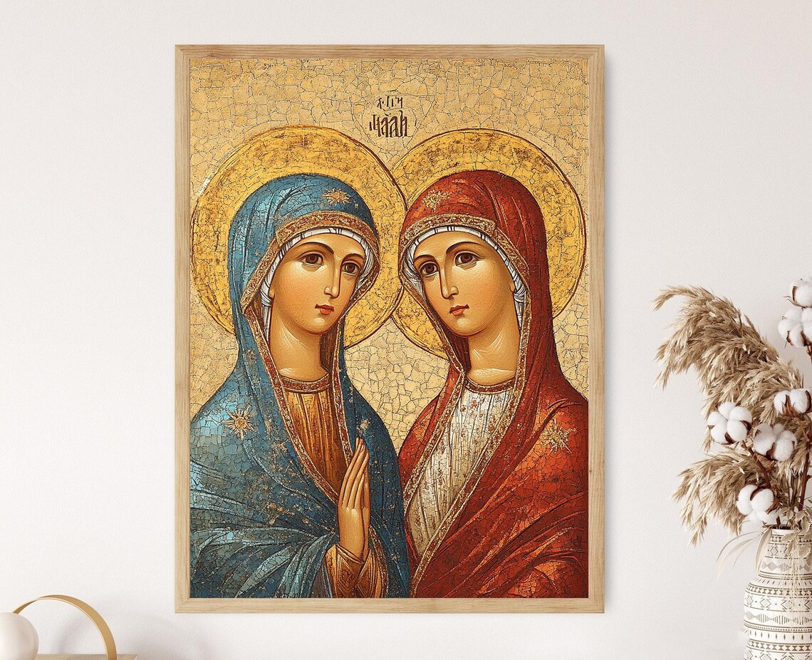 Martha and Mary of Bethany Byzantine Icon Art Print