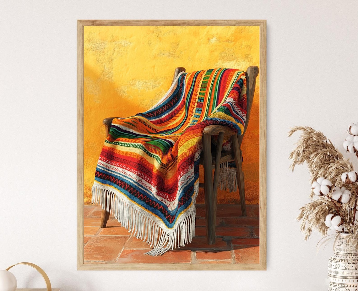 Mexican Sarape Blanket, Bold Stripes Art Print