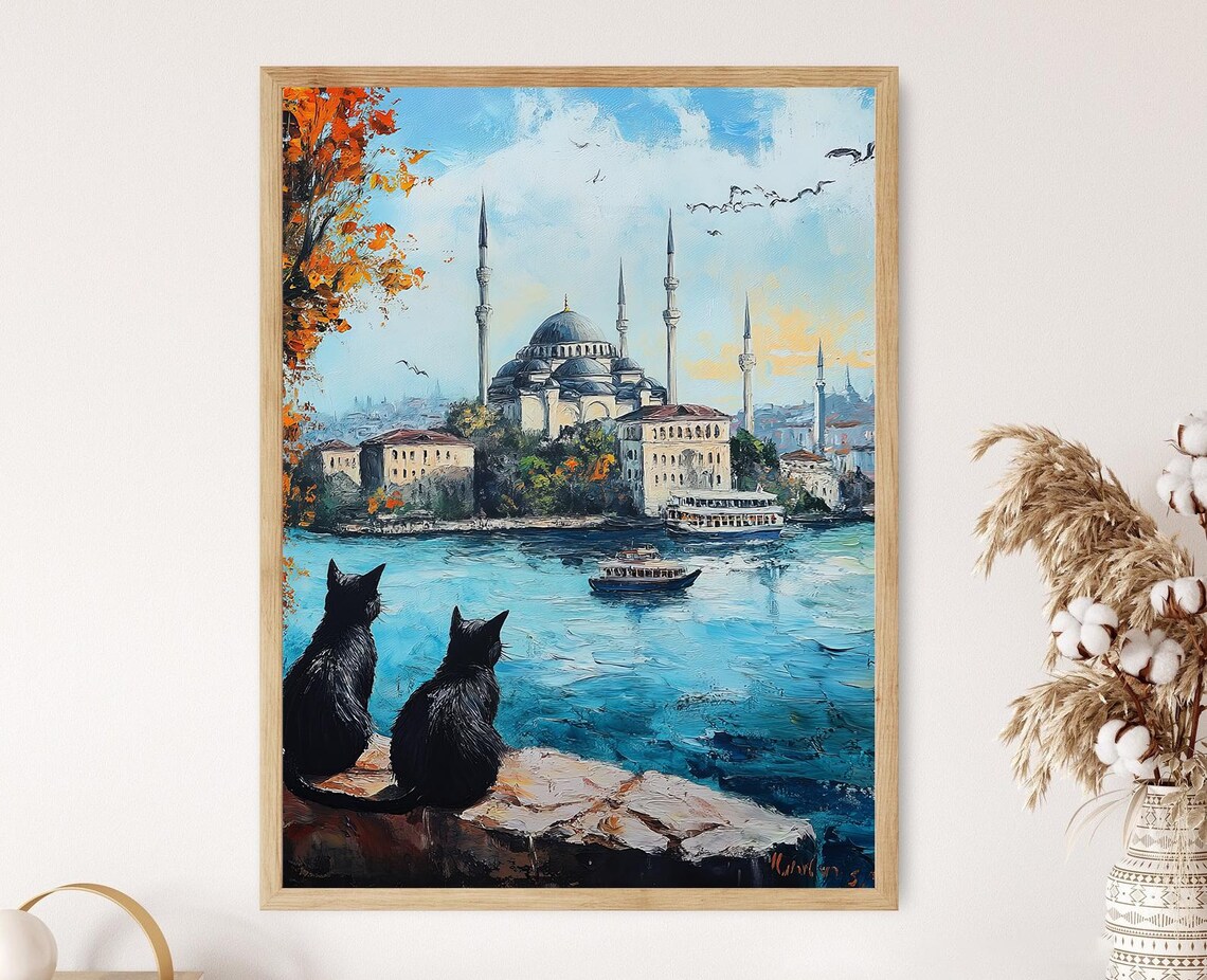 Cats Of Istanbul Scenic Turkish Cityscape Print